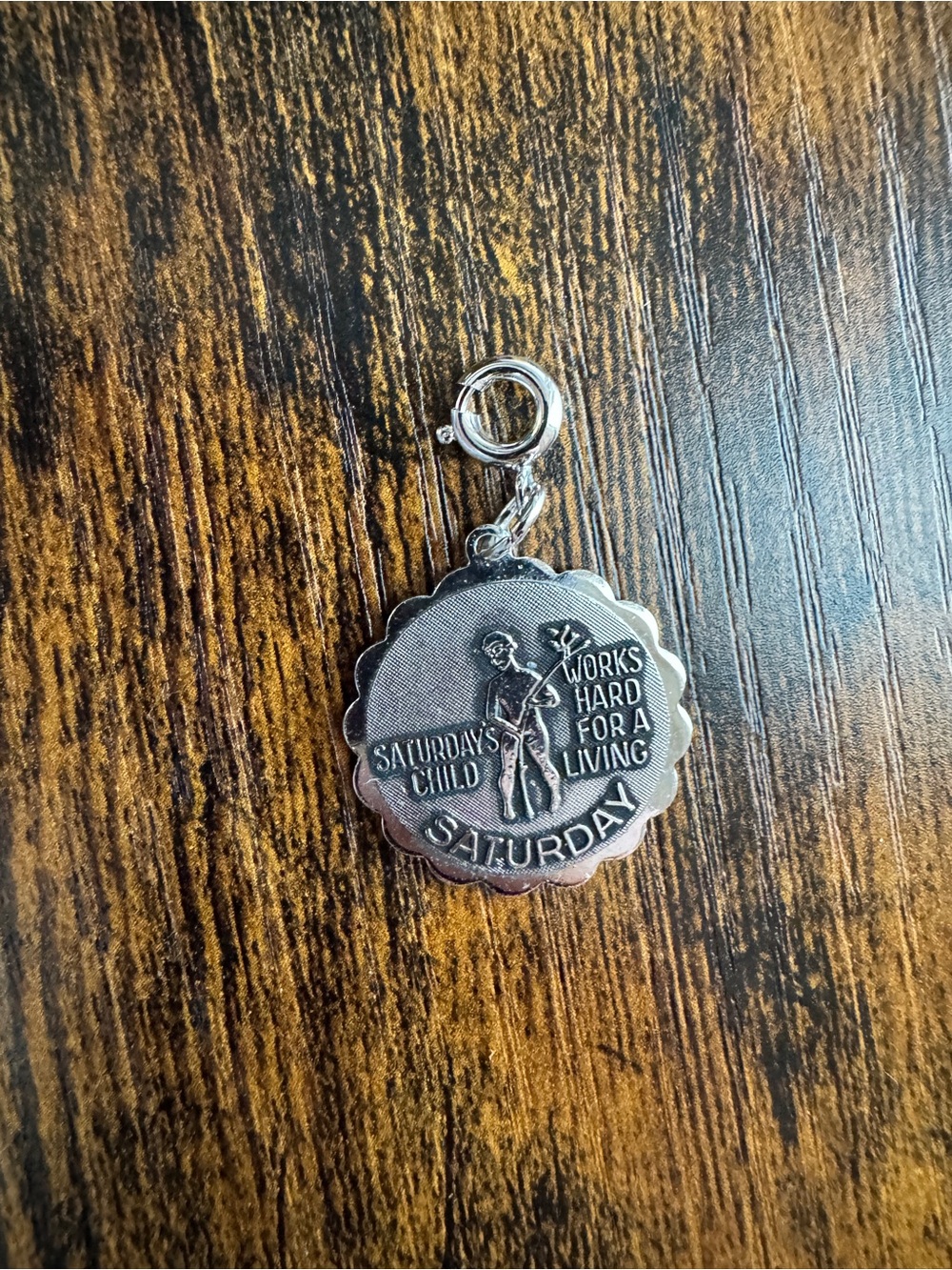 Vintage Sarah Coventry Saturday's Child Silver Tone Charm EUC